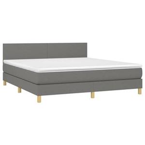 vidaXL Bettgestell Boxspringbett mit Matratze Dunkelgrau 180x200 cm Stoff Bett Bettgestel