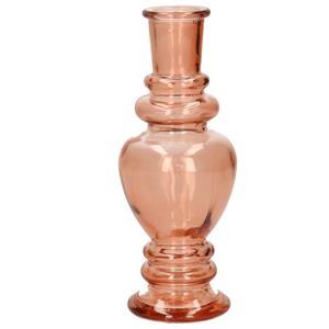 Ideas 4 Seasons Bloemenvaas Venice - voor kleine stelen/boeketten - gekleurd glas - helder zacht oranje - D5,7 x H15 -