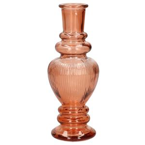 Ideas 4 Seasons Bloemenvaas Venice - voor kleine stelen/boeketten - gekleurd glas - ribbel oranje - D5,7 x H15 cm -