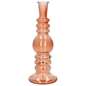 Ideas 4 Seasons Bloemenvaas Florence - voor kleine stelen/boeketten - zacht oranje glas - helder - D8,5 x H23 cm -