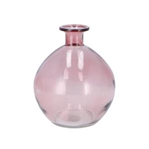 DK Design Bloemenvaas rond model - helder gekleurd glas - zacht roze - D13 x H15 cm -