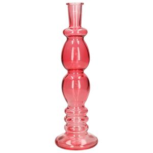 Ideas 4 Seasons Bloemenvaas Florence - voor kleine stelen/boeketten - koraal rood glas - helder - D9 x H28 cm -