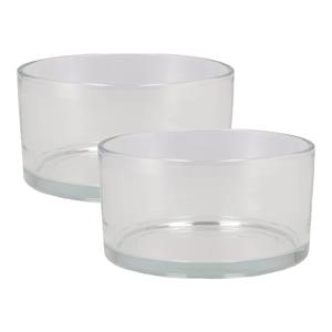 DK Design Schaal/vaas laag model - 2x - cilinder vorm - D19 x H8 cm - transparant glas -