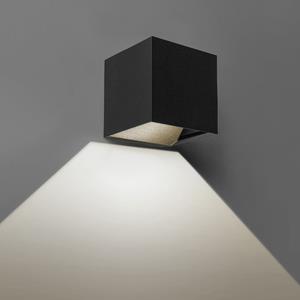 HOFTRONIC™ Kansas Solar LED wandlamp XL - Kubus downlight - 3000K warm wit - IP54 waterdicht - Monocrystal - Zwart