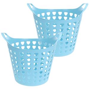 Excellent Houseware Flexibele wasmand - 2x - blauw - 26 liter - kunststof - x cm -