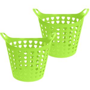 Excellent Houseware Flexibele wasmand - 2x - groen - 26 liter - kunststof - x cm -