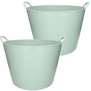 2x stuks flexibele kuip emmer/wasmand rond mintgroen 43 liter -