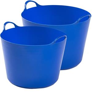 Whitefurze Flexibele emmers - 2x stuks - 26 liter en liter - blauw -