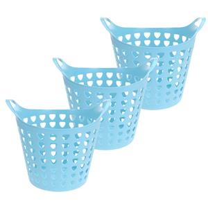 Excellent Houseware Flexibele wasmand - 3x - blauw - 26 liter - kunststof - x cm -