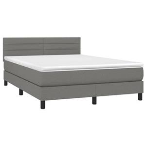 VidaXL Boxspring met matras stof donkergrijs 140x200 cm