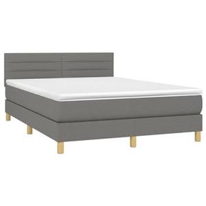 VidaXL Boxspring met matras stof donkergrijs 140x200 cm