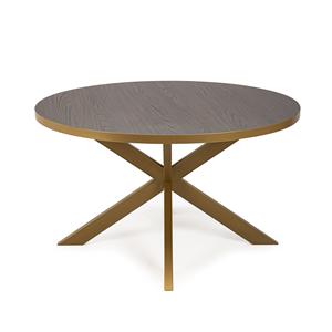 STALUX Ronde eettafel Daan - goud / bruin hout