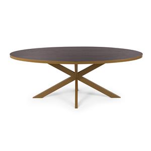 STALUX Ovale eettafel Mees - goud / bruin hout