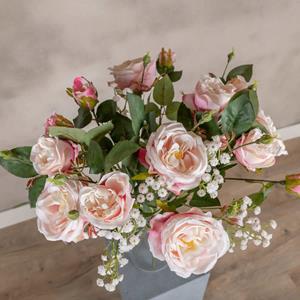 Decoratietakken Kunstboeket roos | Zachtroze | 60cm
