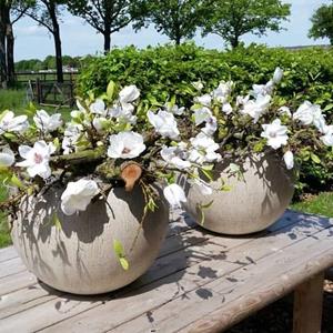 Decoratietakken Kunst Magnolia | Wit met groene blaadjes | 85cm