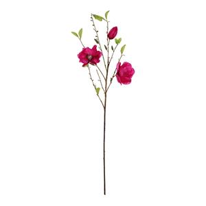 Decoratietakken Kunst Magnolia | Fuchsia met groene blaadjes | 85cm