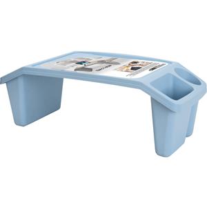 Dienblad/schoottafel kunststof met opbergvakjes blauw L60 x B30 x H21 cm -
