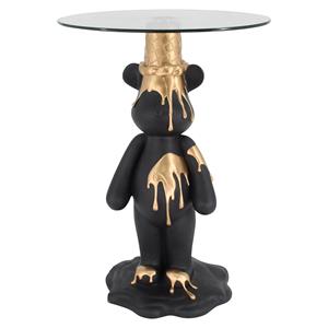 Richmond Interiors Richmond Ronde Bijzettafel Ice Bear Glas, 48cm - Zwart