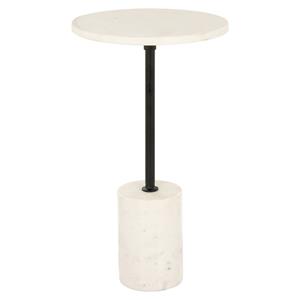 Richmond Interiors Richmond Ronde Bijzettafel Misty Marmer, 30cm - Wit