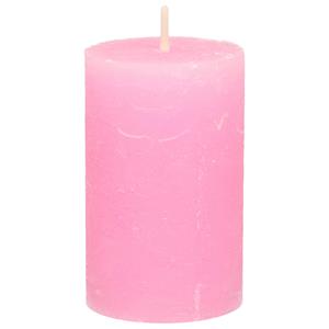 Stompkaars/cilinderkaars - roze - 5 x 8 cm - klein rustiek model -