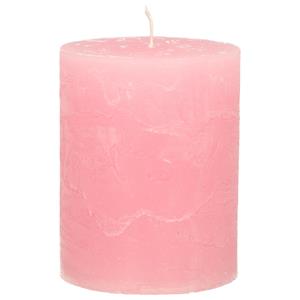 Stompkaars/cilinderkaars - roze - 7 x 9 cm - middel rustiek model -