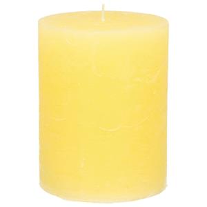 Stompkaars/cilinderkaars - geel - 7 x 9 cm - middel rustiek model -