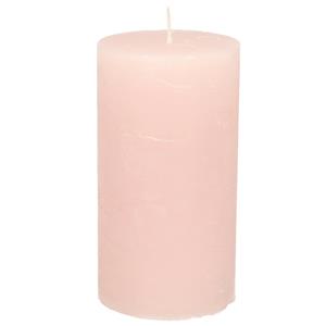 Stompkaars/cilinderkaars - licht roze - 7 x 13 cm - rustiek model -