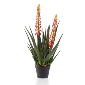 VidaXL Kunstplant in pot aloe met 2 bloemen 80 cm