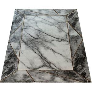 Paco Home Teppich "Kraft 525", rechteckig, Kurzflor, Marmor-Design mit Bordüre, mit gold-/silberfarbenen Akzenten