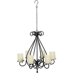 Ambiente Haus Kaarsenstandaard Kroonluchter met 6 platen in zwart Stompkaarsenhouder van metaal, Ø ca. 53 cm (1 stuk)