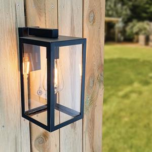 HOFTRONIC™ Brooks Dimbare Wandlamp zwart - Wandlantaarn - Voor binnen en buiten - E27 Fitting - Max 60 Watt - IP44 Waterdicht