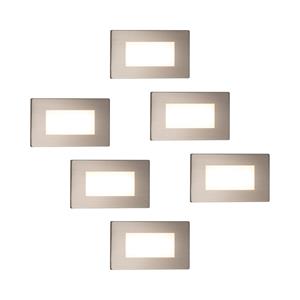 HOFTRONIC™ Set van 6 Dillon LED Inbouw wandlampen RVS - 3 Watt 340 Lumen - 3000K warm wit - IP54
