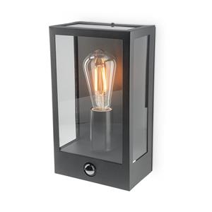 HOFTRONIC™ Stella PIR LED wandlamp - bewegingssensor - schemerschakelaar - excl. E27 lichtbron - max. 60 watt - IP44 - Zwart - voor buiten