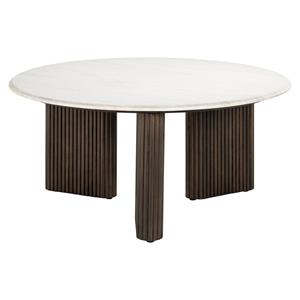 Richmond Interiors Richmond Ronde Salontafel Mayfield Mangohout en marmer, 90cm - Wit