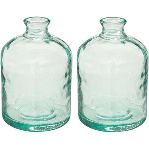 Atmosphera Bloemenvaas - 2x - Apotheker Fles model - transparant - glas - H20 x D12 cm -