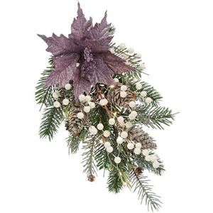 I.GE.A. Winterse kunstplant Gesteck, Poinsettia mit LED Beleuchtung, Weihnachtsdeko,