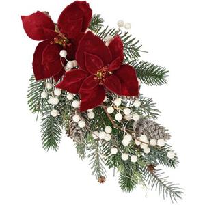 I.GE.A. Winterse kunstplant Gesteck, Poinsettia mit LED Beleuchtung, Weihnachtsdeko,