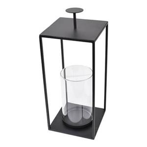 Loft42 Lantaarn Bradley met Glas - Zwart - 32x15x15