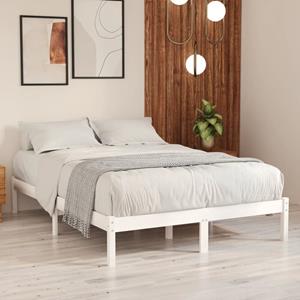 VidaXL Bedframe massief hout wit 120x190 cm 4FT Small Double