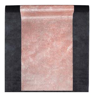 Santex Feest tafelkleed met metallic tafelloper - op rol - zwart/rose goud - 10 meter -