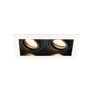 HOFTRONIC™ Durham dubbele inbouwspot Wit - 2700K warm wit licht - GU10 - 5 Watt 400 lumen - Kantelbaar - IP20 - inbouwspot vierkant