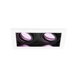 HOFTRONIC SMART Durham dubbele inbouwspot Wit - Smart GU10 - 4,5 Watt 350 lumen - RGB + WW - Wifi + BLE - Kantelbaar - IP20 - inbouwspot vierkant