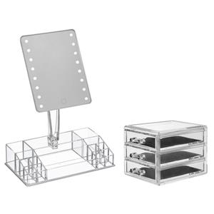 5five Make-up organizer set vakjes en lades 15,5 x 10,5 cm en een LED spiegel -