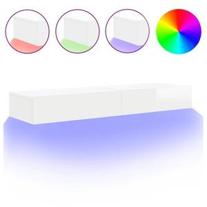 vidaXL TV-Schrank TV-Schränke mit LED-Leuchten 2 Stk. Hochglanz-Weiß 60x35x15,5cm (2-St)