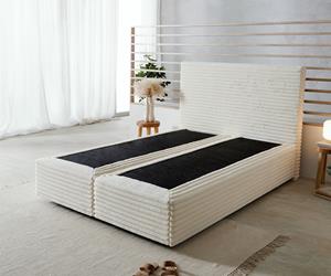 DELIFE Boxspringgestell Dream-Well Plüsch-Cord Beige 140x200 cm