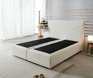 DELIFE Boxspringgestell Dream-Well Plüsch-Cord Beige 160x200 cm