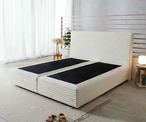 DELIFE Boxspringgestell Dream-Well Plüsch-Cord Beige 180x200 cm