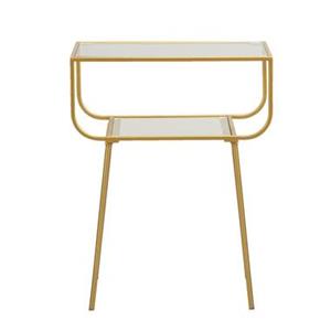 Leen Bakker Bijzettafel Mindy - glas/goud - 48x33x61 cm