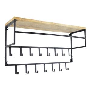 LOFT42 Petri Kapstok - 15 Haken - Metaal - Zwart - 100x57x30