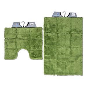 Wicotex badmat Set Met Toiletmat-wc Mat-met Uitsparing Ruit Groen